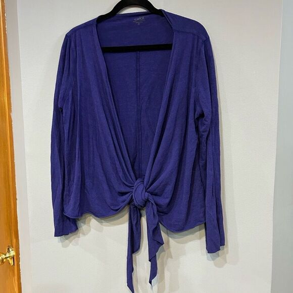 Alo purple tie front lightweight Bamboo blend cardigan size M - Picture 1 of 8